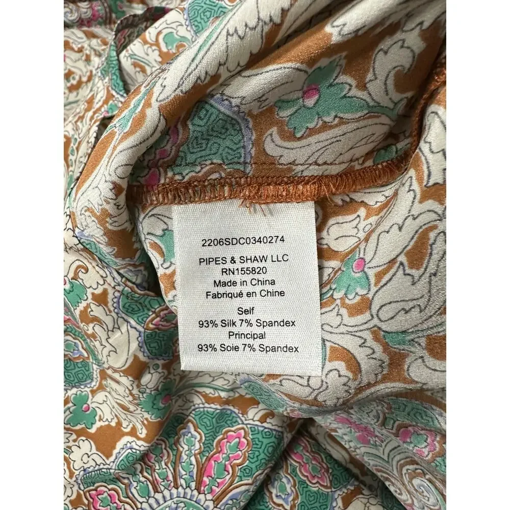 Veronica Beard Henrieta Floral Top Silk Stretch Sz 12 Half Sleeve V Neck Preppy - Picture 8 of 15